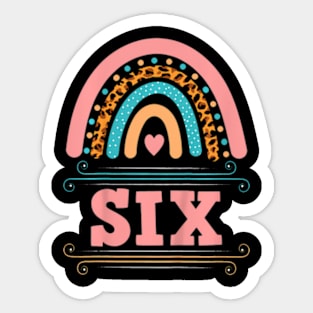 Kids Six Years Old Rainbow 6Th Birthday Girls Sticker